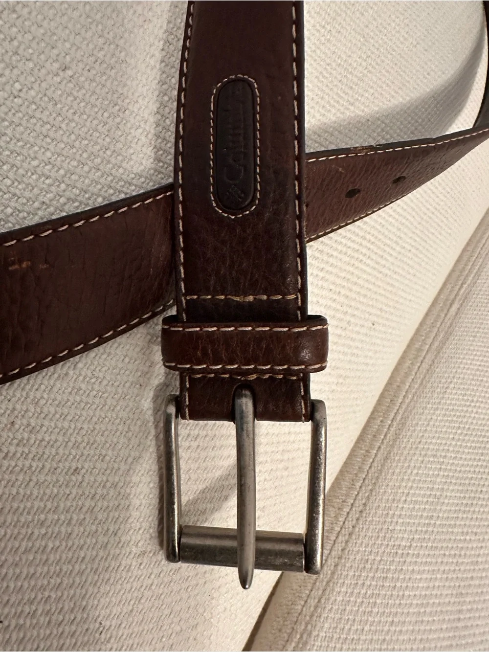 Columbia Brown Leather Belt with Silver Buckle